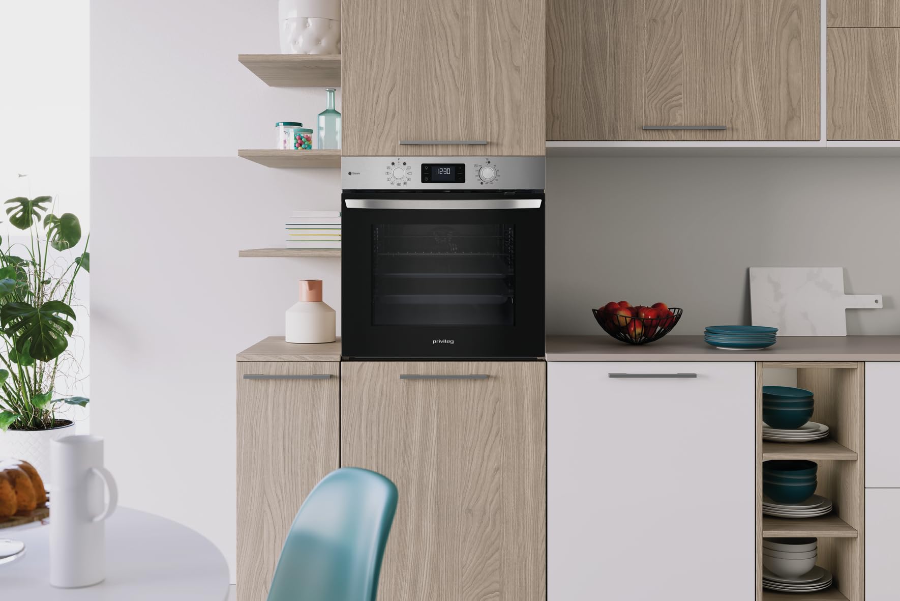 Privileg PBA2S85HU1I Einbau-Backofen Heissluft 11 Funktionen Hydrolyse Dampf Schwarzglas