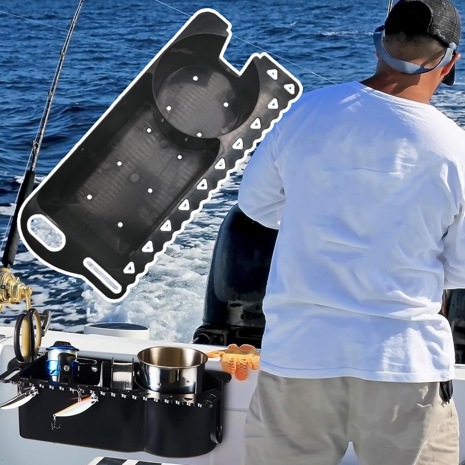 Porte-bouteille d'eau pour bateau - Organisateur de bouteilles - Porte-gobelet de bateau fixé avec languette en caoutchouc - Organiseur de gobelets de bateau - Boîte de rangement marine de grande
