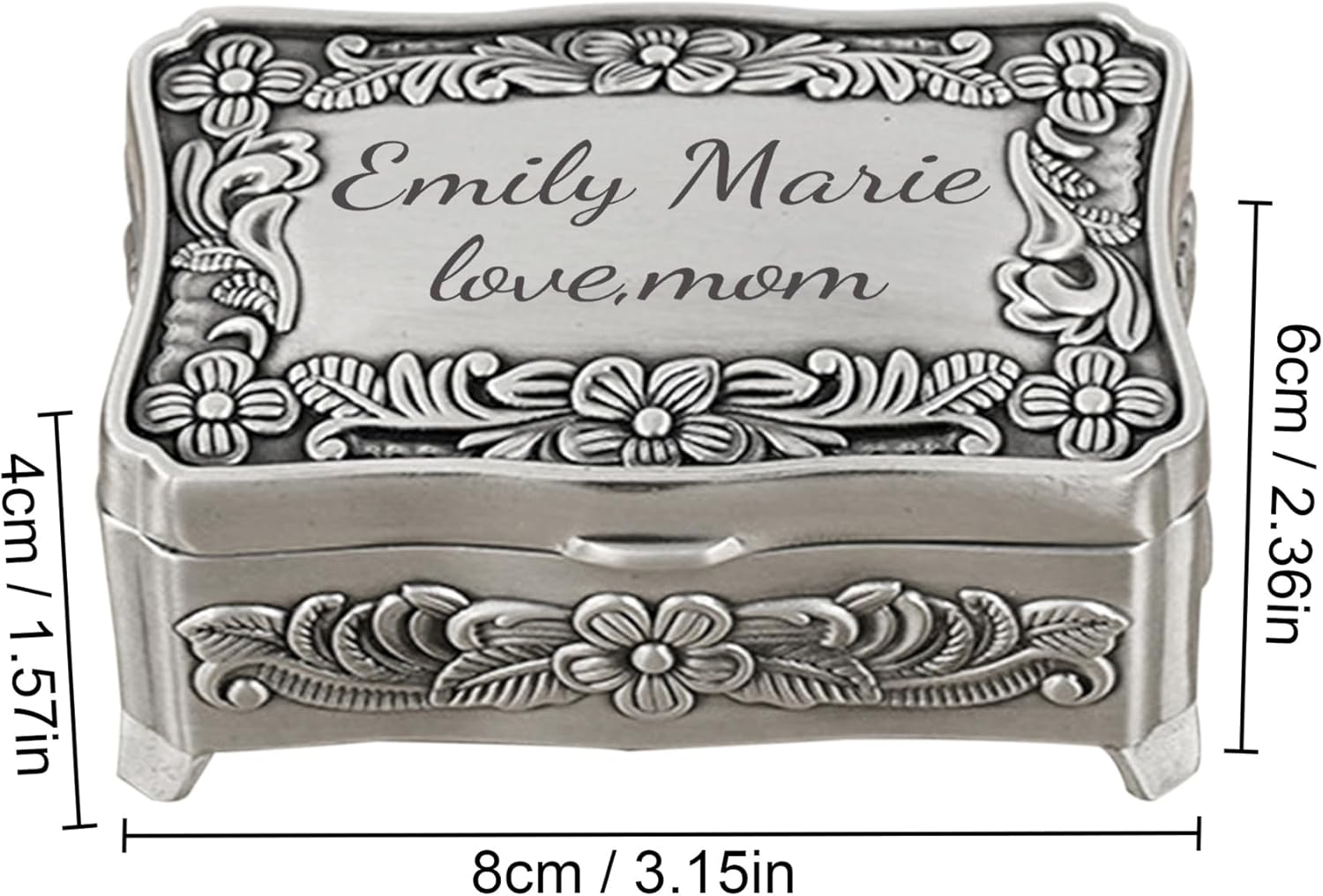 Personalized Small Metal Jewelry Keepsake Box with Custom Message, Vintage Jewelry Storage Decorative Gift Box for Friend, Sister, Mom, Duaghter, Wife, Girlfriend, or Co-worker - Image 5