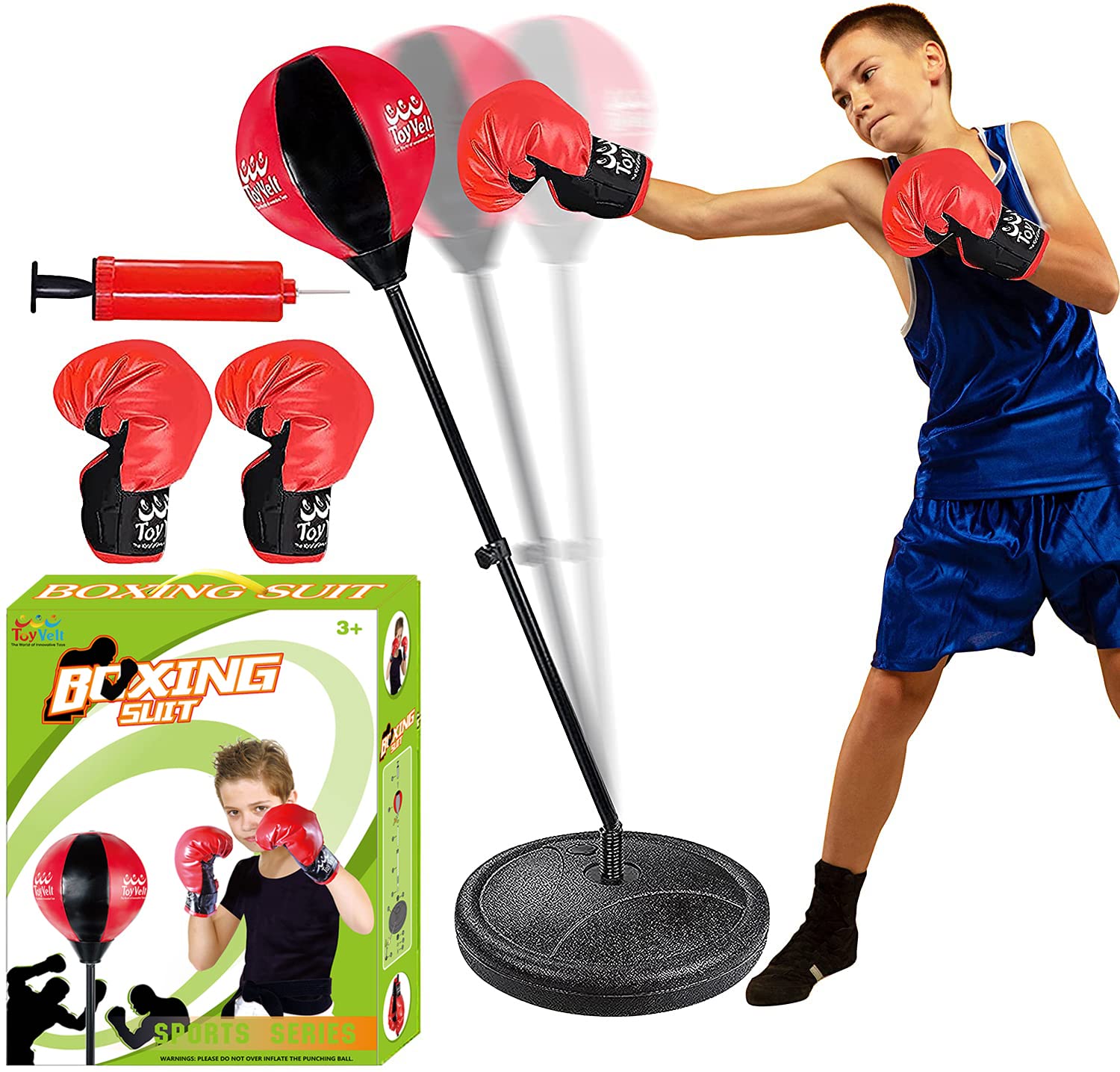 Buy ToyVelt Punching Bag for Kids Boxing Set with Adjustable Standing Base, Boxing Gloves, Hand Buy ToyVelt Punching Bag for Kids Boxing Set with Adjustable Standing Base, Boxing Gloves, Hand