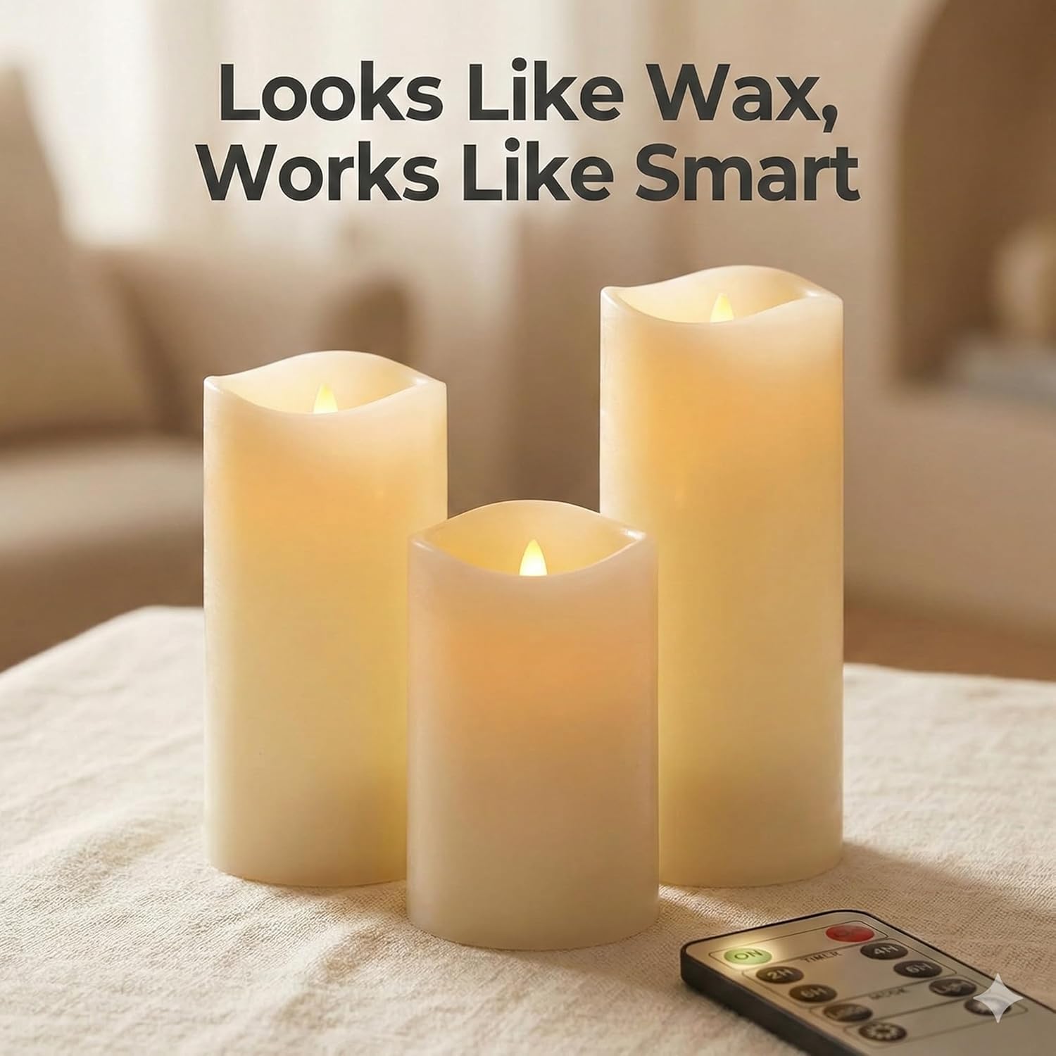 Enido 24 Pc Flameless LED Candles with Remote & Timer, Outdoor Waterproof, Flickering Electric Warm Lights for Cozy Home & Holiday Romantic Decor, Battery Operated (D 2.2” x H 4”/5”/6”)