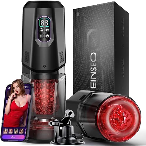 EINSEO Male Sex Toys for Men - AI Sync Male Masturbator Stroker Adult Toys with 7 Thrusting Rotating 7 Licking & Vibrating Modes, Hands-Free Sex Machine Pocket Pussy with One-Click Burst Adult Toys