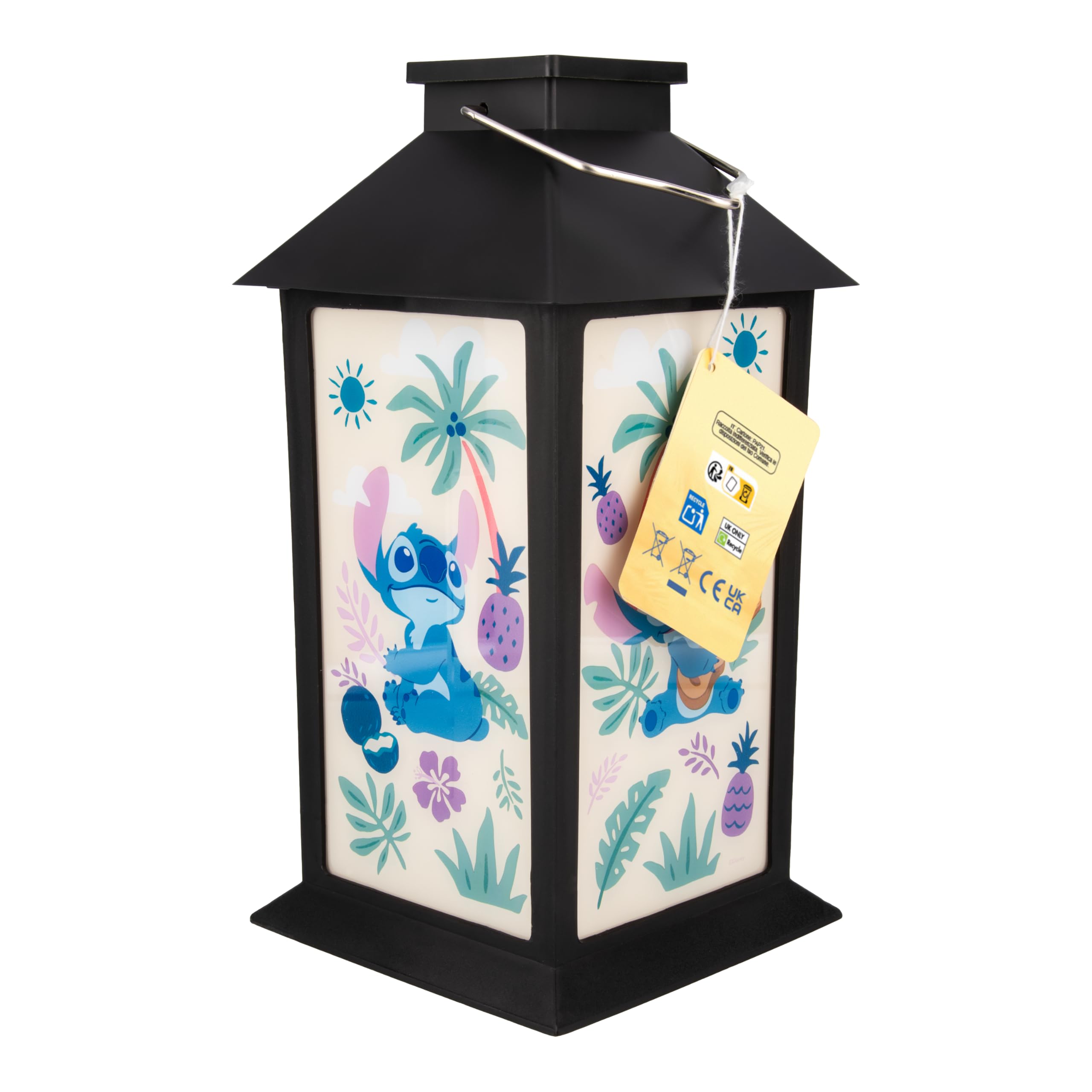 Paladone Disney Stitch Printed Solar Lantern, Outdoor Use with Carry Handle, Dusk‑to‑Dawn Sensor, Officially Licensed
