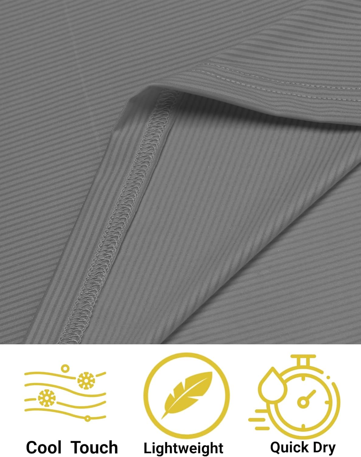 COOFANDY Men's Quick Dry Golf Polo Shirts Short Sleeve Henley Shirt Active Athletic Collarless Sports T Shirts Grey - Image 5