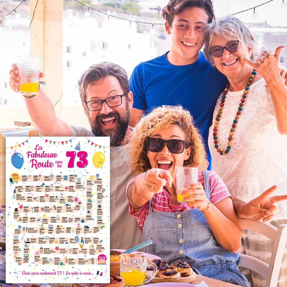Carte D'anniversaire Pour Femme - 73 Ans - Ballons Pailletés Roses Et Violets - Cartes D'anniversaire Pour Femme De 73 Ans, Maman, Arrière-grand- Mère, Grand-mère, 145 Mm, Soixante-trois