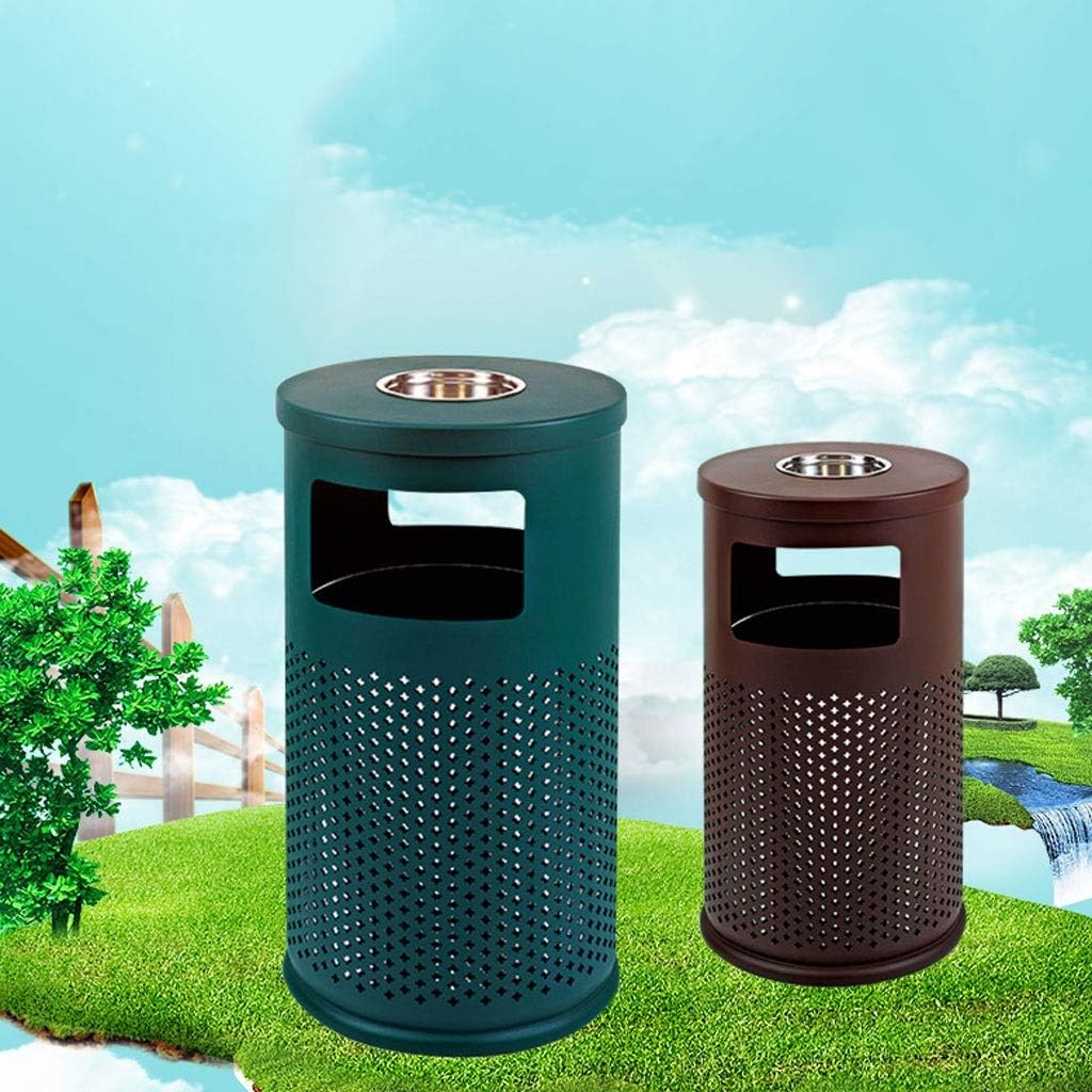 Waste Bins,Outdoor Ashtray Trash Can Wastebasket Outdoor Trash Can, Simple Style/Storage Bucket, Top with Ashtray Community Park Large Trash Can Waste Container