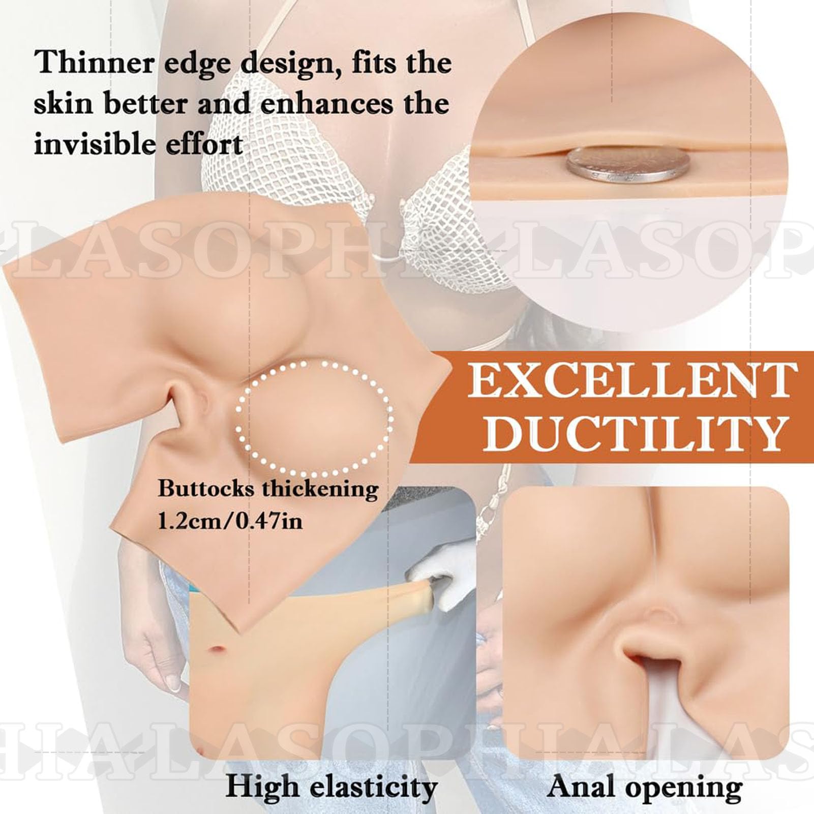 Silikon-Dummy-Vagina-Panty Falsche Muschi Hüftverstärker Unterwäsche Po-Lifter Body Shaper Push-Up-Panty für Drag Queen
