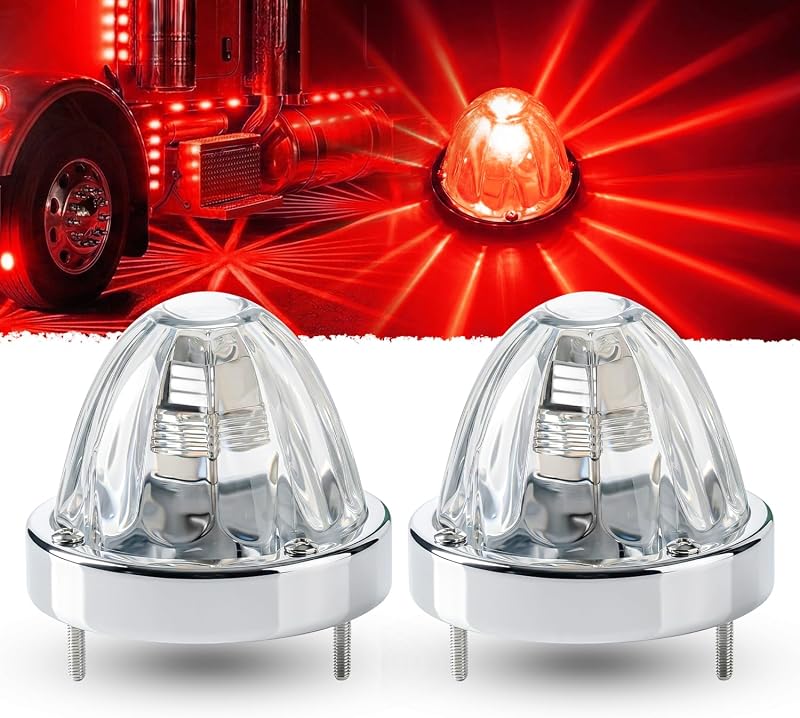 Luz de marcador lateral vermelha TMH com 15 LEDs e lente de vidro – 2 unidades