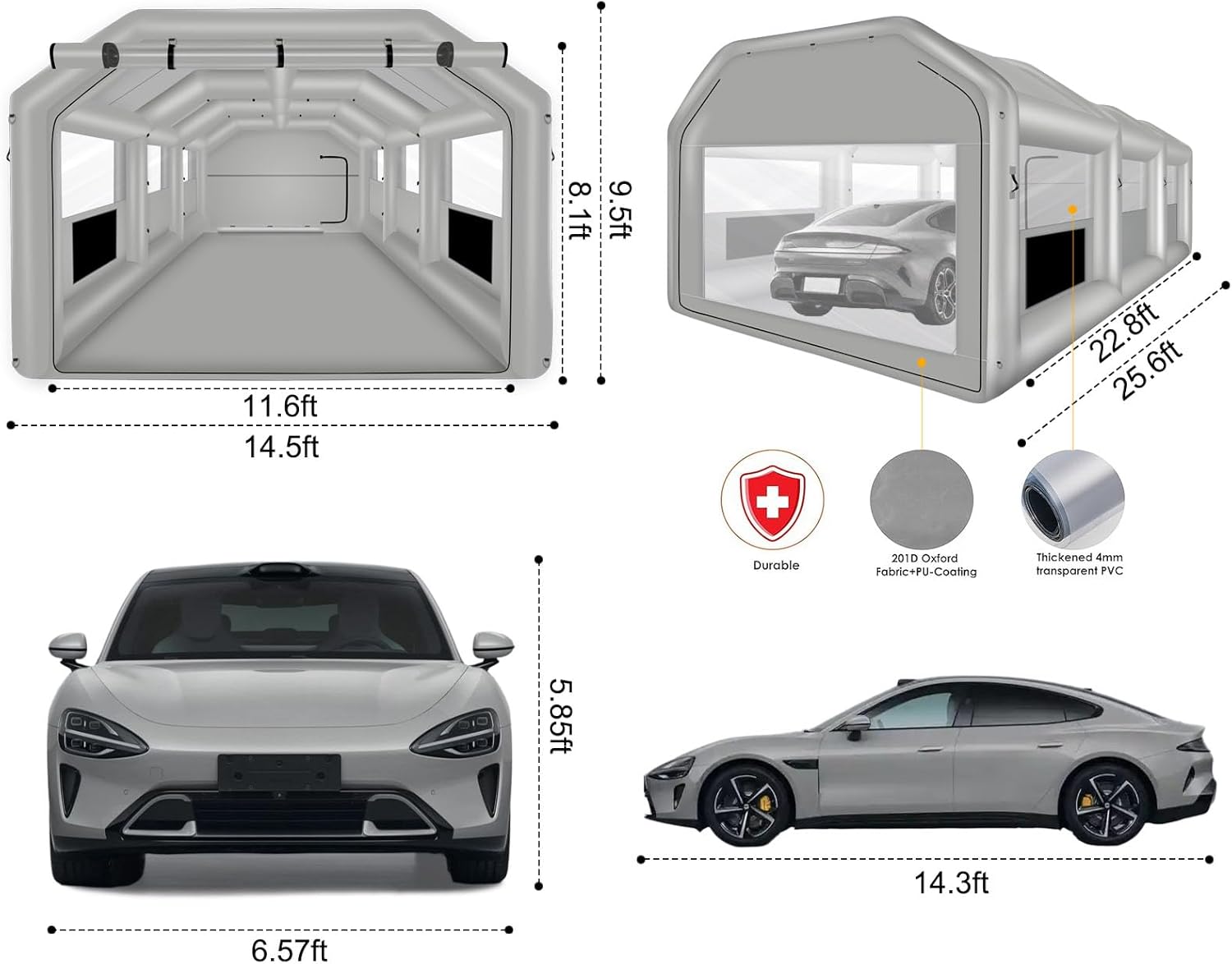 Inflatable Painting Spray Booth 26x14.5x9.5ft, Portable Blow Up Car Paint Booth with Air Filter System for Car Parking Tent Workstation
