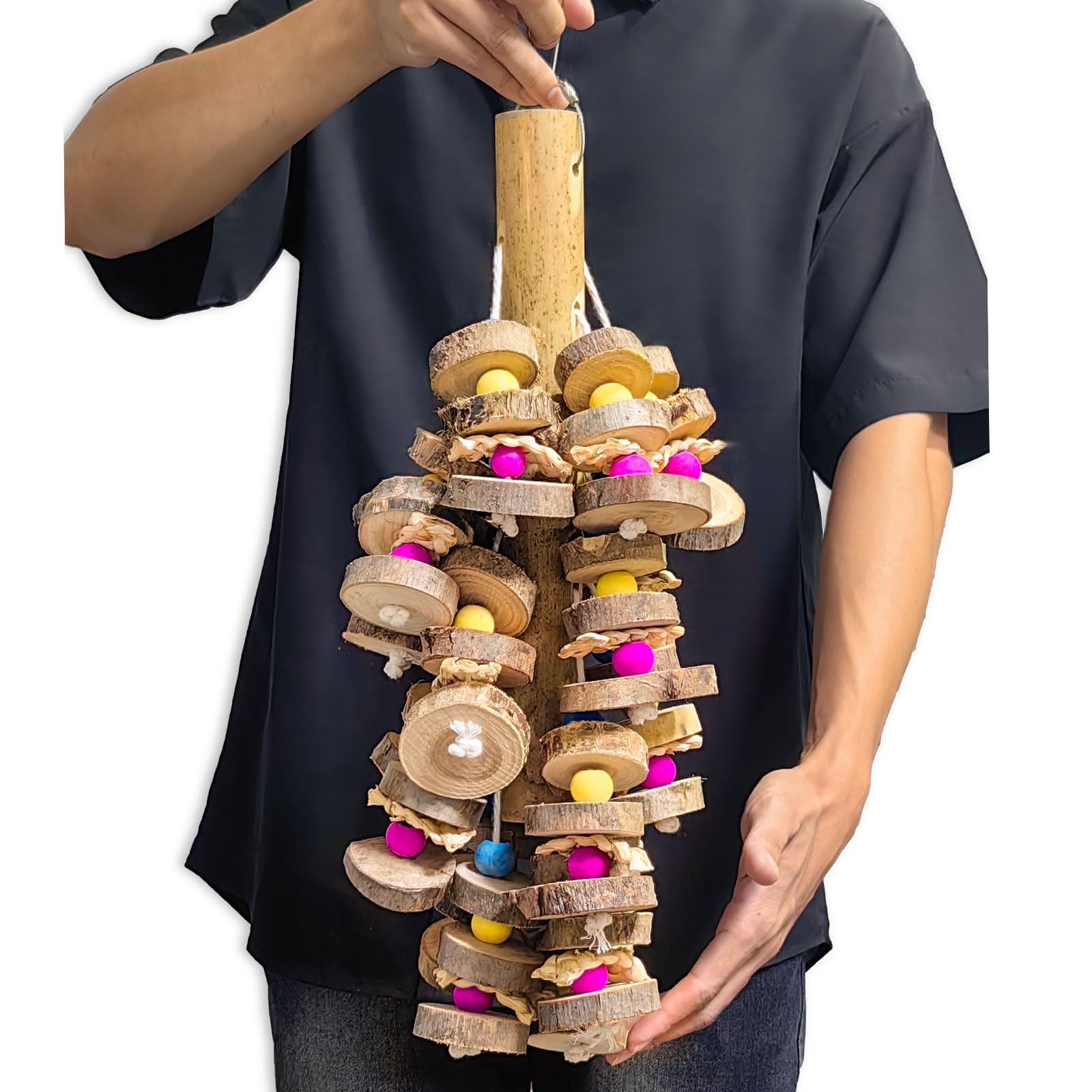 Extra Large Bird Parrot Toys- 19.7 inch Multicolored Natural Wooden Block Parrot Chewing Toy Suggested for Macaws cokatoos, African Grey and a Variety of Amazon Parrots. (Large Size) - image 3