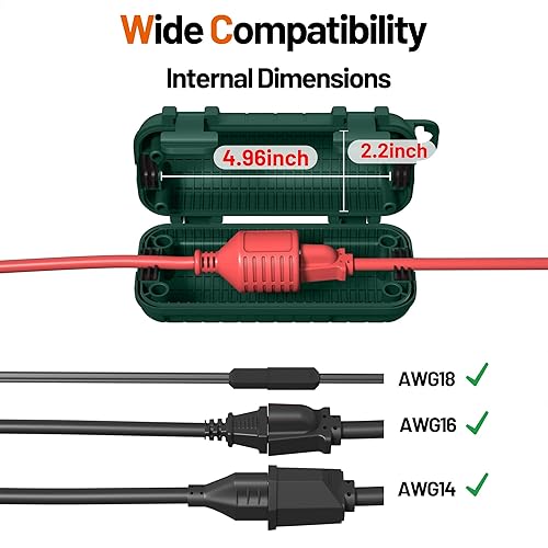 Miniatura 2 de Cubierta de cable de extensión impermeable, protector de conexión de cable para exteriores con 4 pestillos extraíbles, cubiertas de enchufe de caja