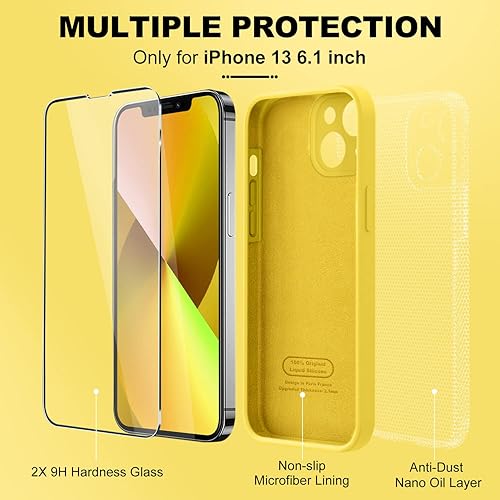 Miniatura 343 de BossKiss Funda compatible con iPhone 14 Pro, silicona mejorada [protección de cámara] [2 protectores de pantalla 9H], forro interior de microfibra