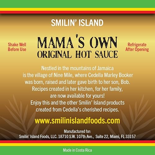 Miniatura 4 de Mamas Own Original salsa picante de Cedella Marley Booker's Smilin Island Foods, con chiles Habanero y Scotch capó. 1 botella, 5 oz.