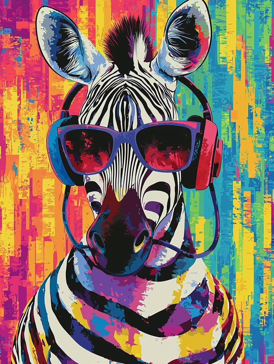 WEISHIWE Dipingere con i Numeri Adulti Zebra colorata, 60x80cm s-34 | Pittura a Olio Kit, fai da te Quadri da Dipingere Numerat, Adulti Bambini Hobby Creativi,Pittura Adulti Decora la Casa Regalo