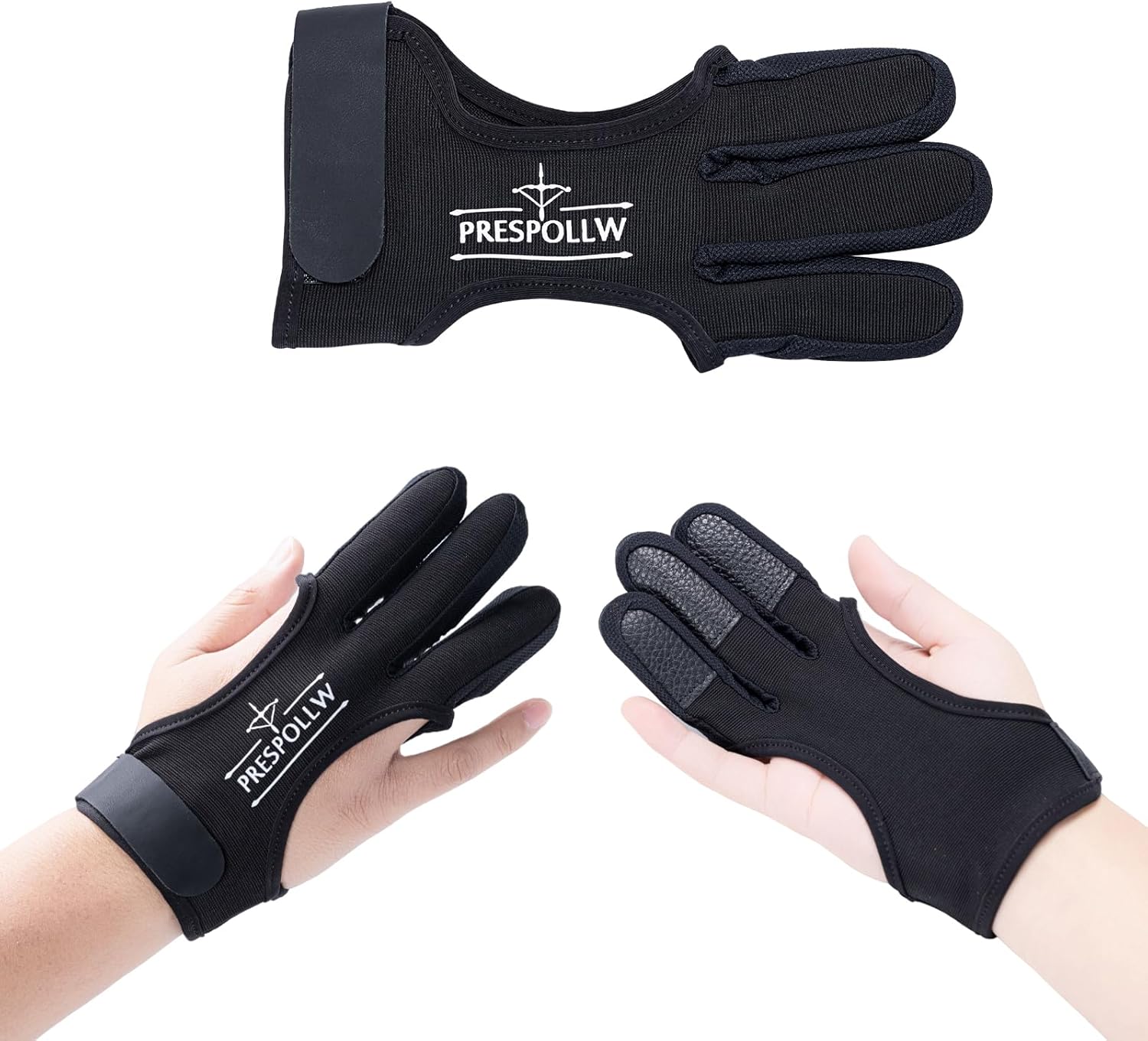 Prespollw Three-Finger Archery Glove Guard - Protective Shooting Finger Guard for Recurve Compound Bow, Hunting Target Practice Men Women