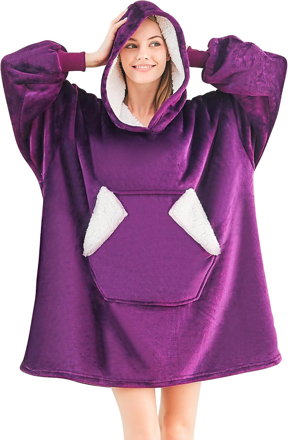 Ramees Wearable Blanket Hoodie, Oversized Sherpa Fleece