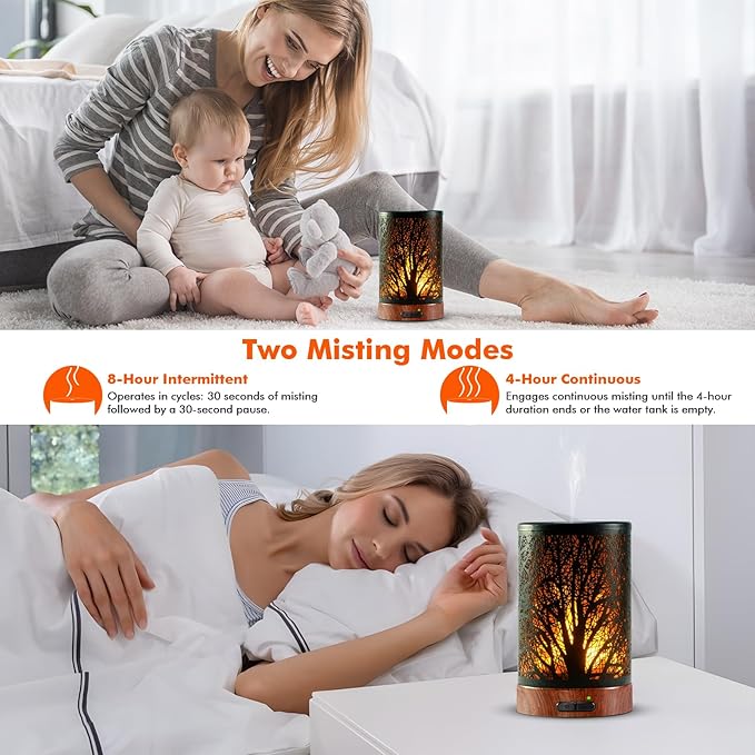 Difusor de Aromaterapia con Luz de Llama Dinámica - 100ml Negro miniatura 2