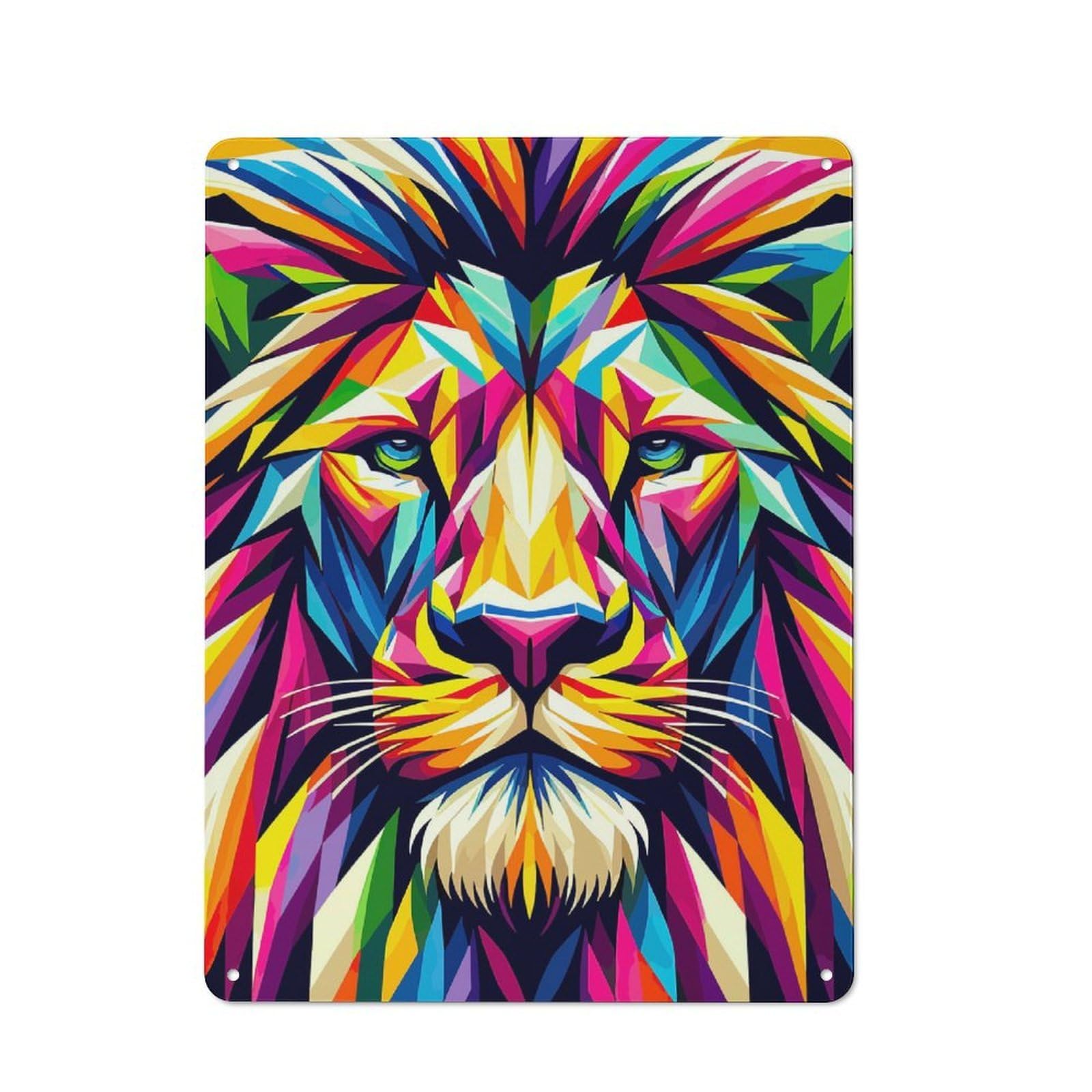 Junmoney Lion Wpap Pop Art Distressed Look Decorative Tin Sign 40X30cm, Vintage Wall Decor For Lounge, Study, Pub Or Wall Gallery