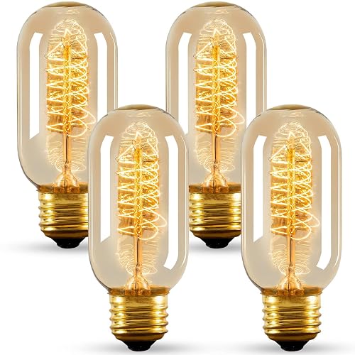 E27 Vintage Edison Light Bulbs 40W Dimmable Spiral Filament,Amber Glass,