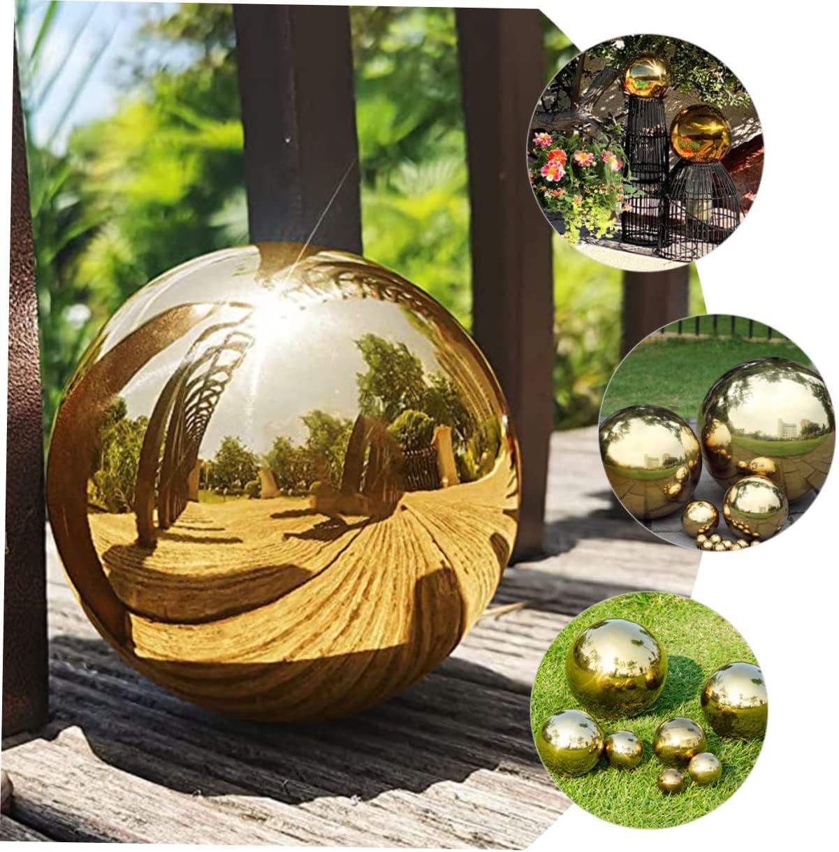 TOYANDONA 8pcs Reflective Outdoor Gazing Spheres Stainless Steel Mirror Ball for Garden Decor