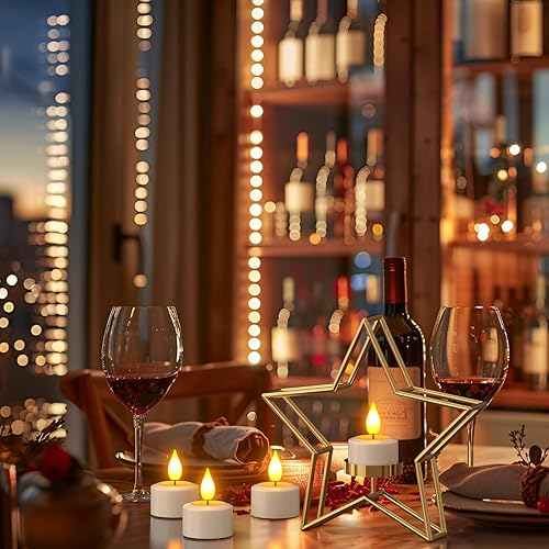 Miniatura 6 de PChero Velas de té recargables con temporizador remoto, 6 paquetes de velas LED parpadeantes sin llama con cable de carga USB y control remoto para