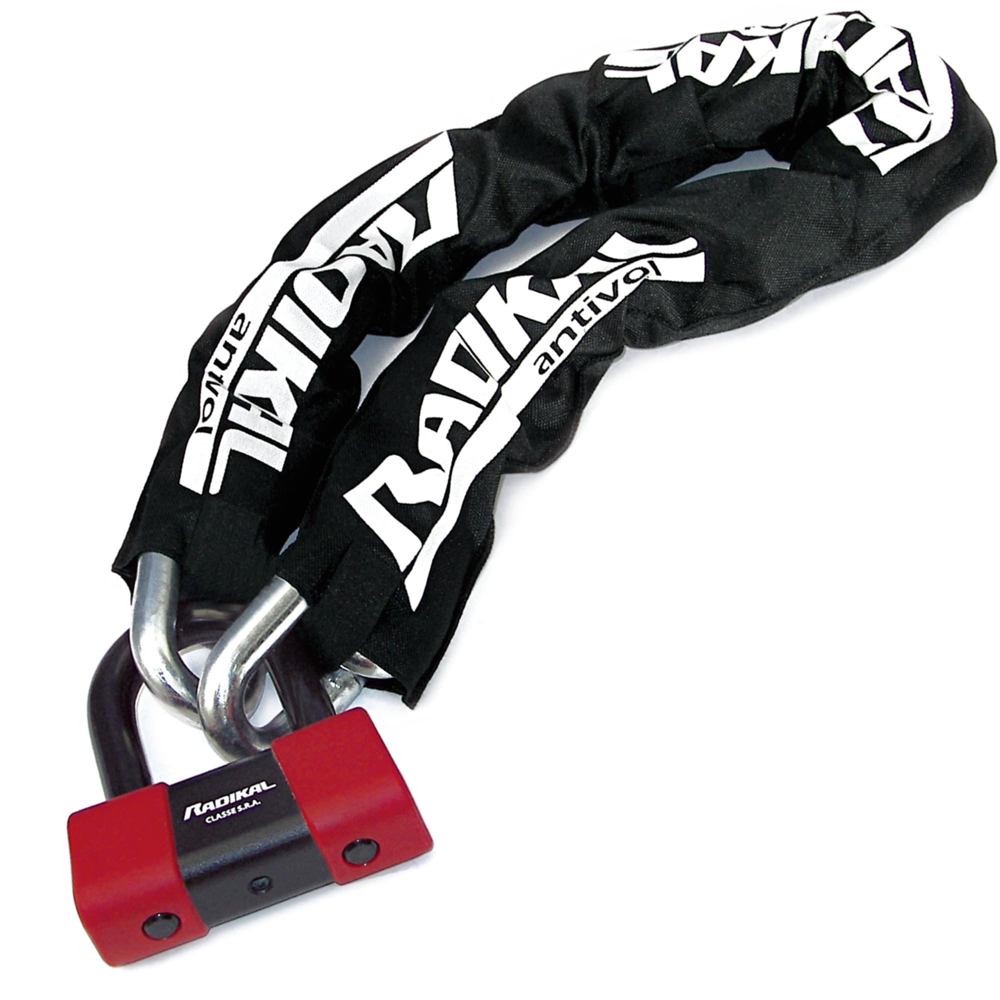 RADIKAL RK75100 Premium Heavy Duty Chain Lock + Mini U UR75, SRA Approved, High Security ø15mm/0.59in, Fully Tested +Visible, Multi-Function Anti-Theft for Brake Disc, Anchor, Parking 100cm/3,3ft Long