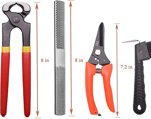 Miniatura 4 de Kit de herramientas de pezuña de herrador de 8 pulgadas (5 piezas) Mini Rasp Hoof File Cabra Cerdo Equino Metal Tijeras Herradores Pezezuela