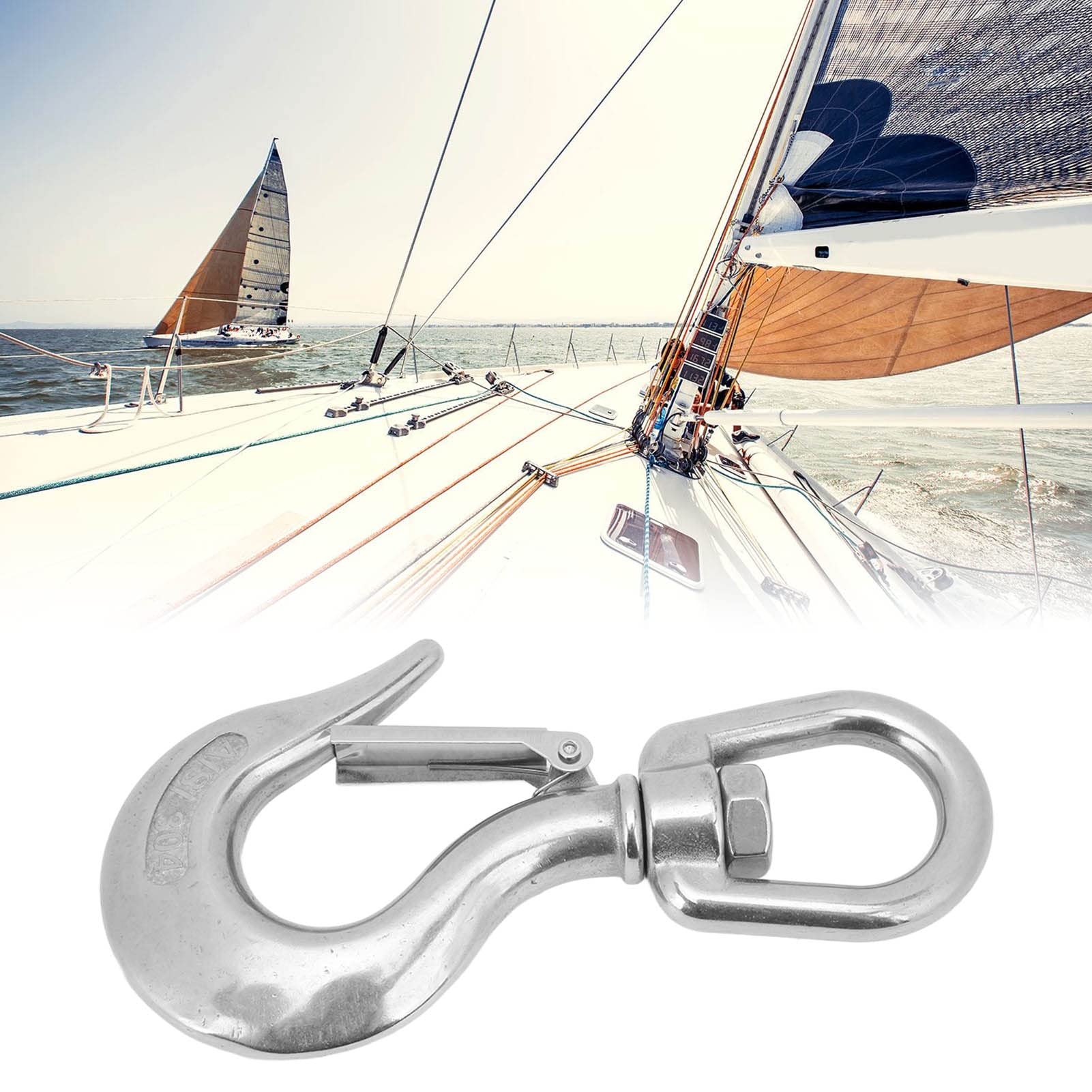 Gancio a Cerniera 1,3 Pollici Gancio Girevole Per Catena di Sollevamento in Acciaio Inossidabile Per Yacht Barche da Pesca Trasporto Sollevamento E Trazione Per Sartiame Verricello di Traino ATV Rimor