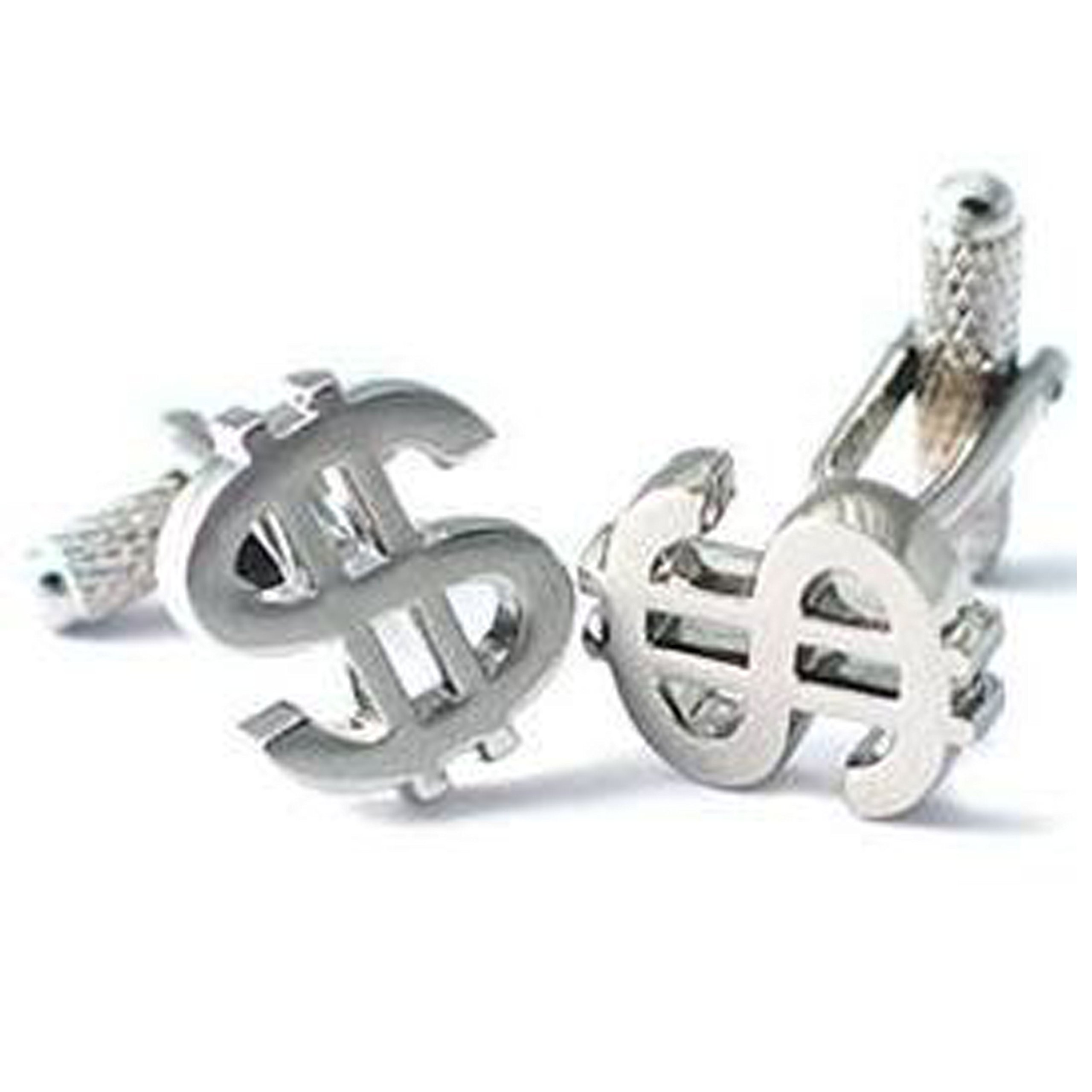 Onyx Art Metallic Dollar Currency Symbol Sign Cufflinks in gift box - CK110