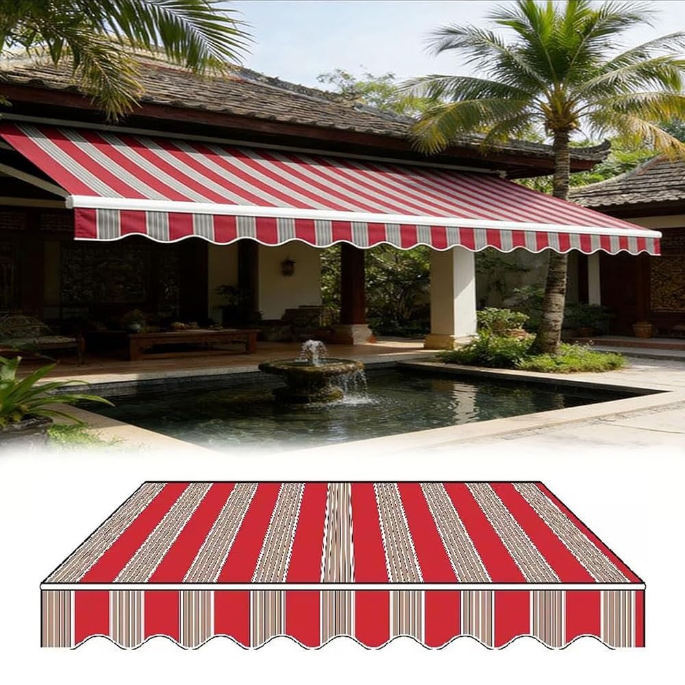 Toldo retráctil con rayas de 3x2,5m para dar sombra al patio