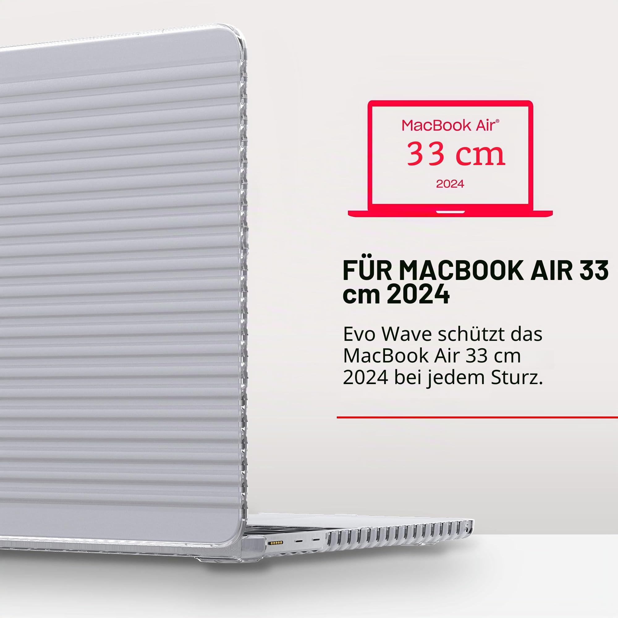 Tech21 EvoWave Schutzhülle für MacBook Air 13 Zoll (2022–2024), transparent: Laptop Cover, Schutz für MacBook Air