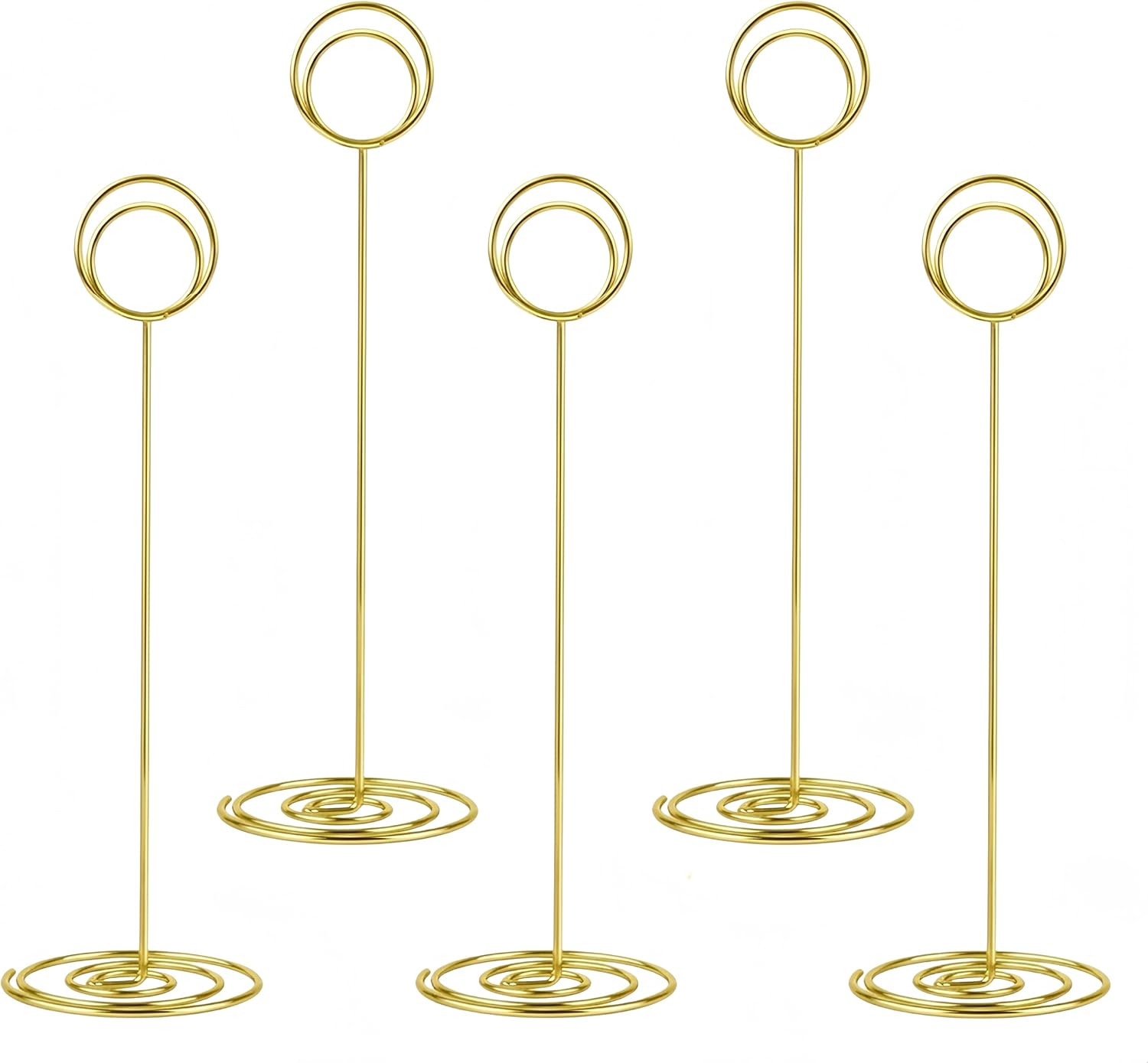Radezon 20 Pack 8.75 inch Tall Table Number Holders Place Card Holder Table Picture Holder Wire Photo Holder Clips Picture Memo Note Photo Stand (Gold)