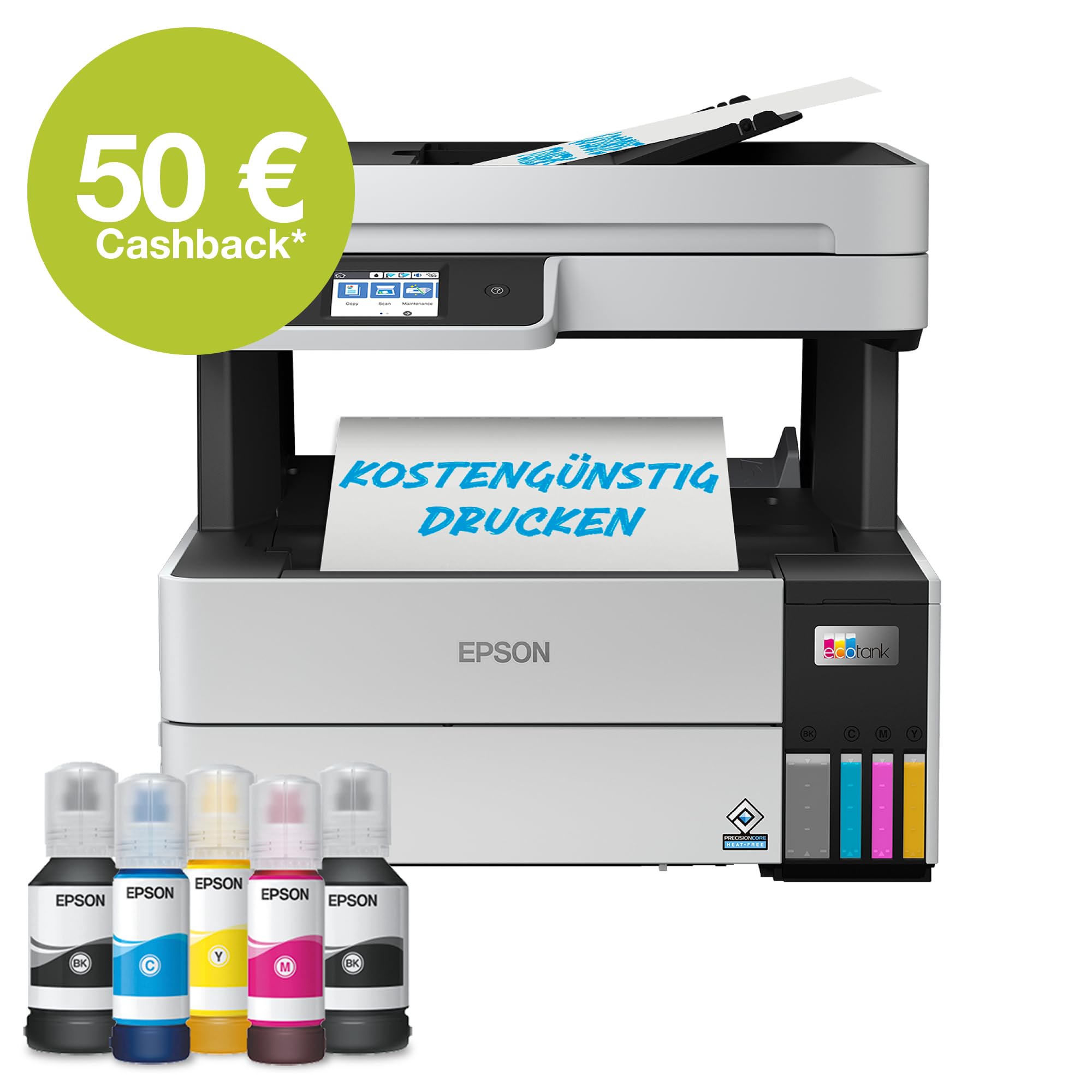 Epson EcoTank ET-5150 Tintentankdrucker | für kleine Büros & Unternehmen | WLAN & Ethernet | A4 | Drucken, Kopieren, Scannen | Duplexdruck | 6.1 cm Touchscreen | 35 Seiten Dokumenteneinzug