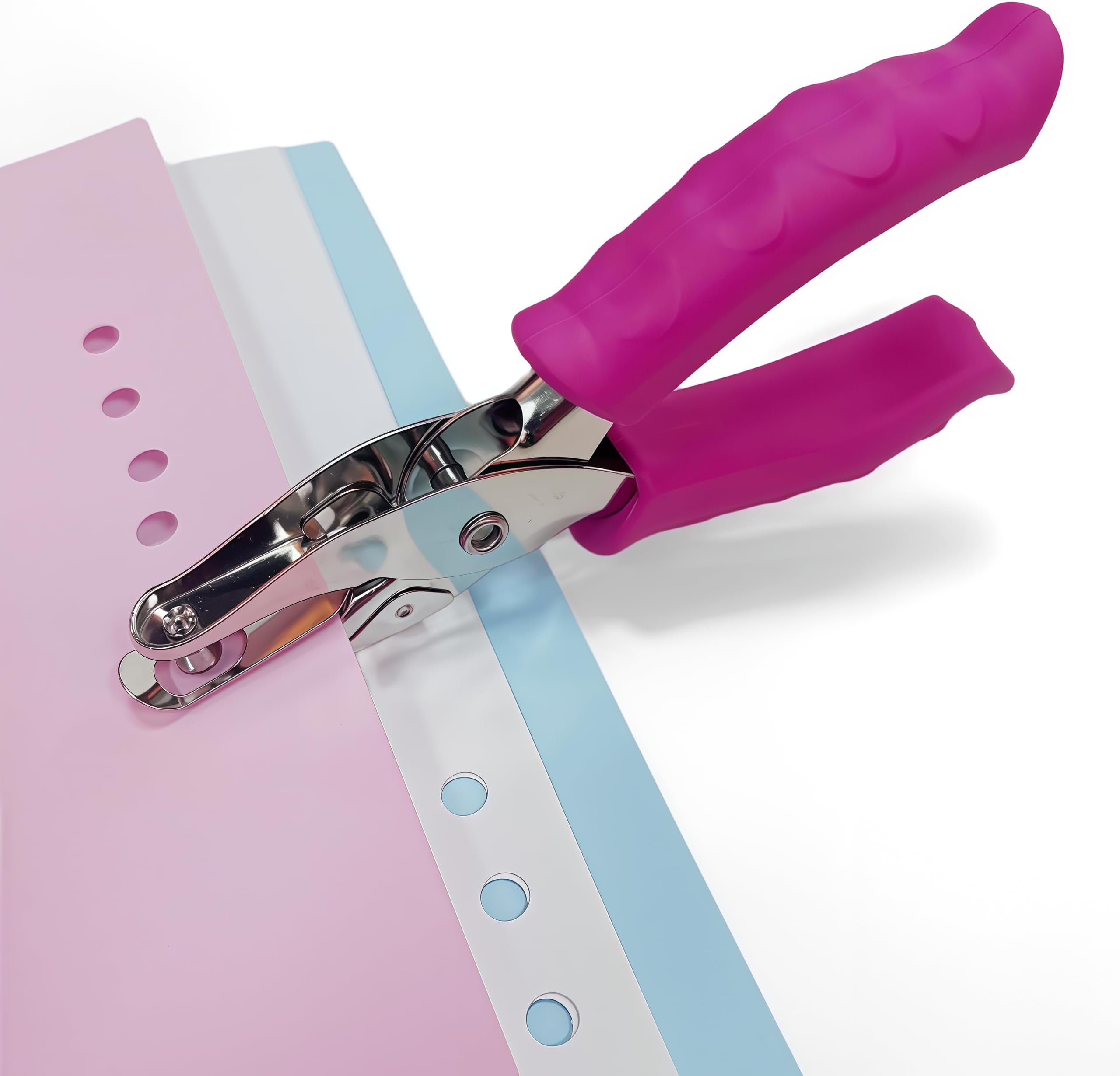Hole Puncher Single 1/4” Pink Handheld,One Small Circle Punch Shapes,Paper Punches for Crafting,perforadora de Papel,Mini Hold,1 Tiny Whlole Punch, Cardstock,Crafts,Tags, Laminated Cards, Cardstock
