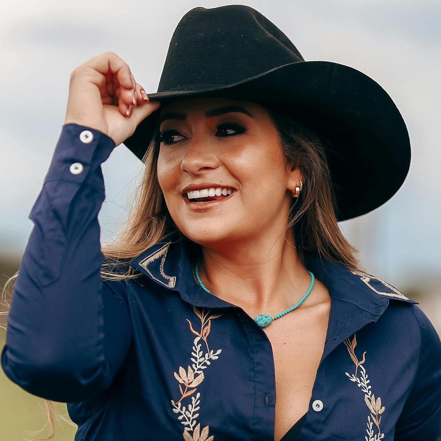 Turquoise Beaded Necklace, Bohemian Handmade 3mm Turquoise Choker Necklace for Women, Gold Plated Natural Irregular Raw Turquoise Necklace - Image 5