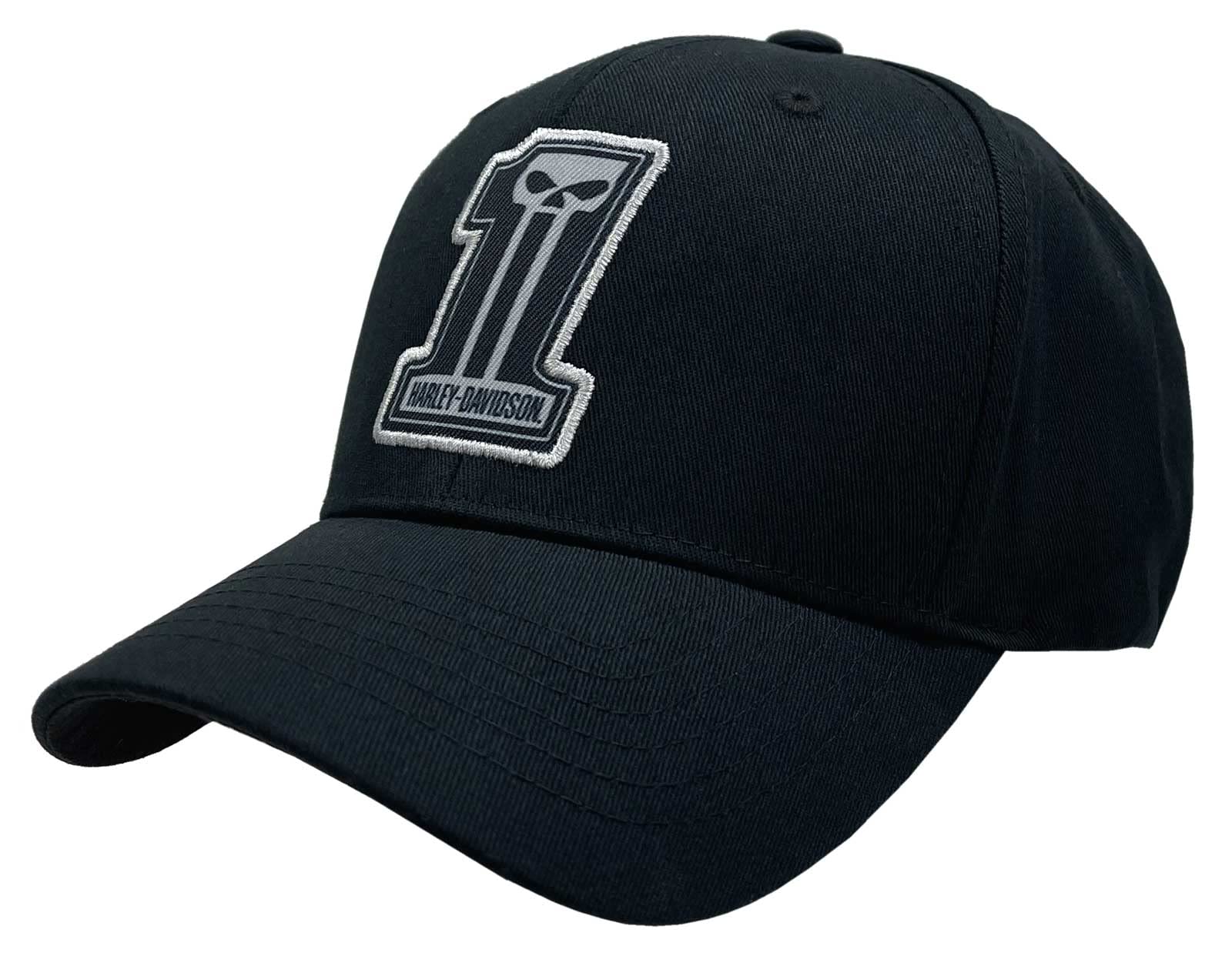 Harley-Davidson Men's Dark Custom Curved Bill Stretch Fit Baseball Cap  Black