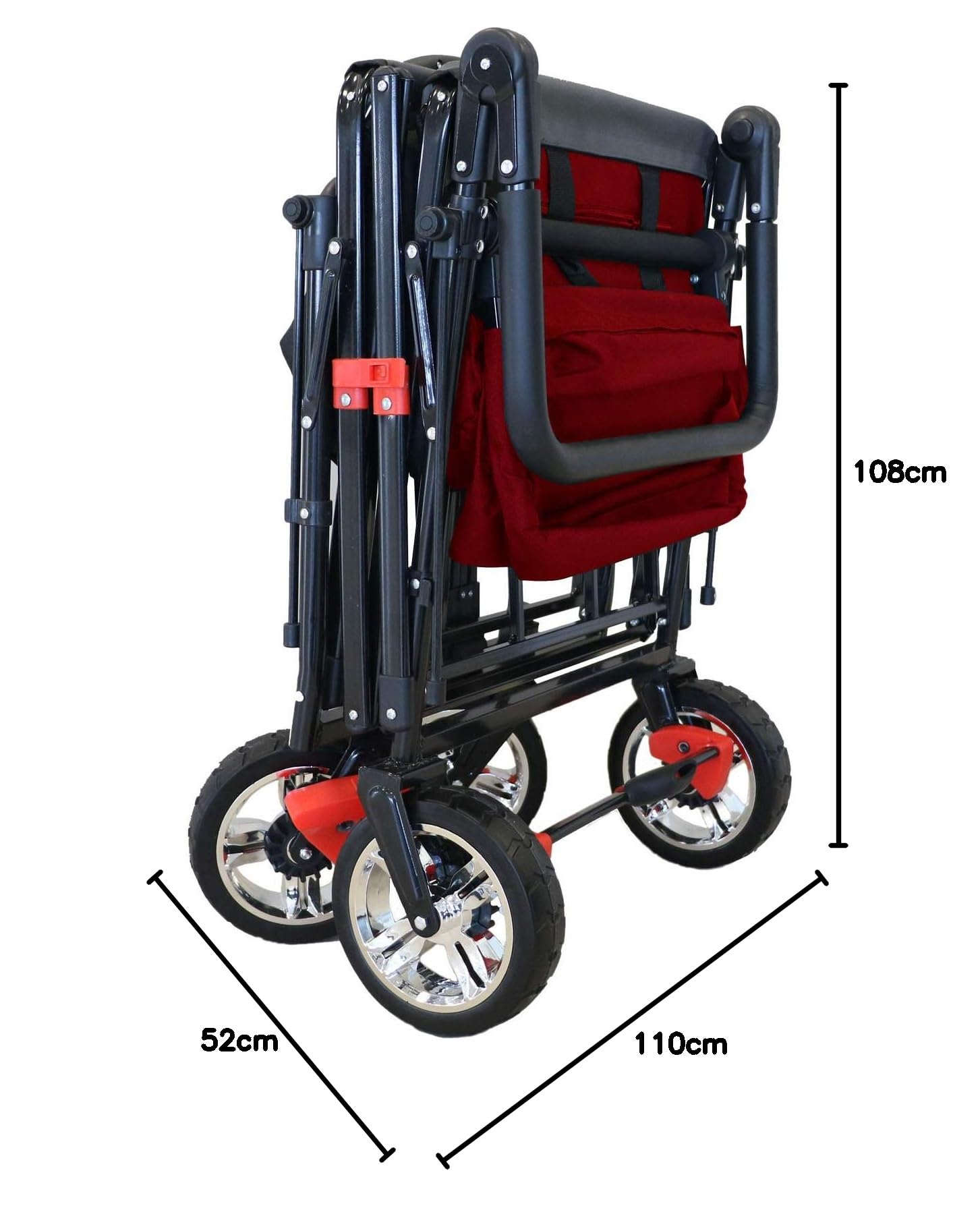 DMS Chariot pliable avec toit | Chariot à main/chariot de transport pliable | Pneus en caoutchouc plein | Avec système de sonorisation pour enfants | Avec sac de transport et systèmes de freinage
