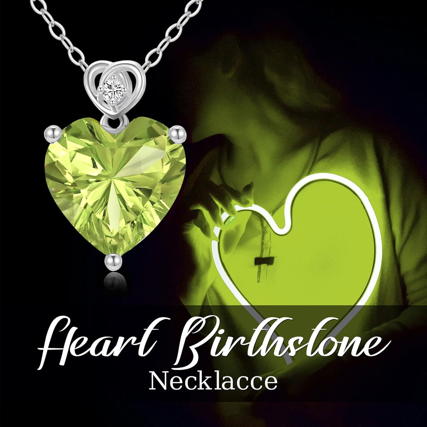 14k Gold Love Heart Gemstone Birthstone Necklaces for Women 3 Carat Heart-cut Created Birthstone Anniversary Birthday Mother's Day Pendant for Her 16+1+1 inch - Image 6