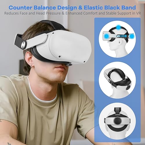 Miniatura 5 de Hurra Head Strap with Battery for Oculus Quest 2, 10000mAh Fast Charging Battery Pack Extend 8H Playtime, Adjustable Elite Strap Replacement with