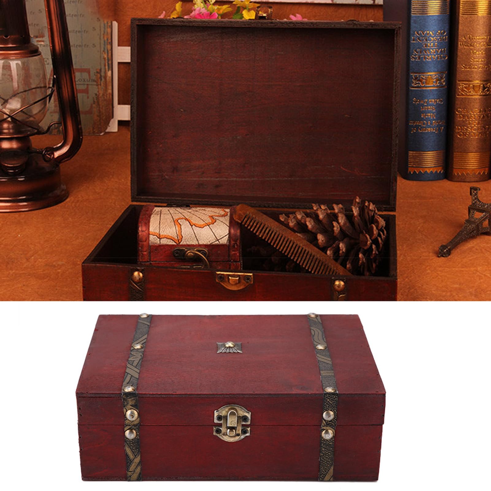 Vintage drewniane pudełko do przechowywania biżuterii wykwintne Retro organizer etui na prezent do sypialni salonu