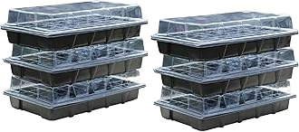 Seed Tray Propagator Kit 240 Cells, 40 Cells per Growing Seed Tray Clear Lids, Plant Germination, Windowsill Greenhouse & Garden, 3 Pack Seedling & Plugs Starter Plastic Grow Trays (6 Seed Trays)