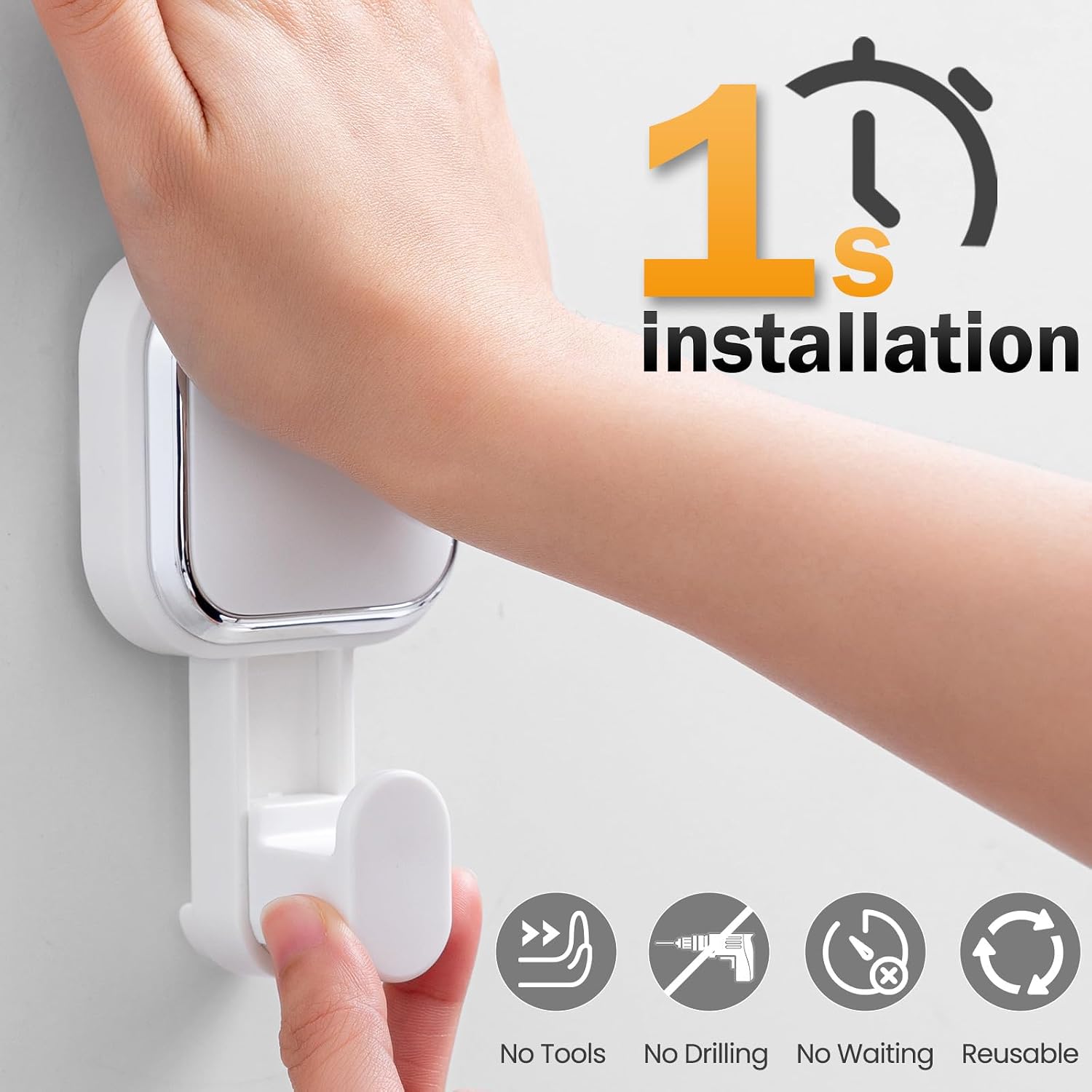 LEVERLOC 4 Pack Suction Cup Hooks for Inside Shower, Towels & Looafhs White image 2