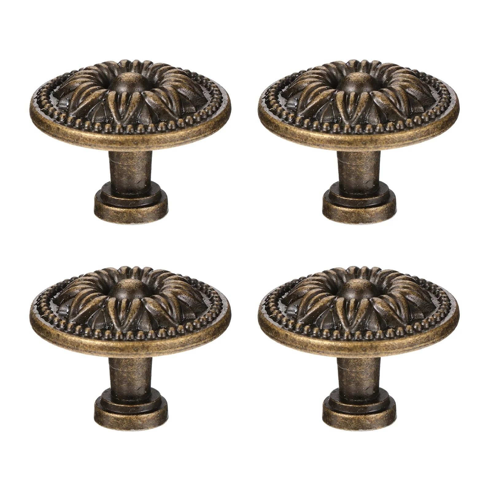 LSNNMU 4Pcs Classic Bronze Finish Cabinet Knob Retro Round Drawer Pulls for Kitchen Doors Furniture Cupboard Wardrobe for Cupboard