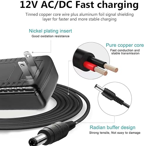Miniatura 4 de Replacement 12V AC DC Power Cord Charger for X Rocker Pro Series H3 51259 Video Gaming Chair 51231 51396, X Pedestal 51274 51277 51056, Ace Bayou V