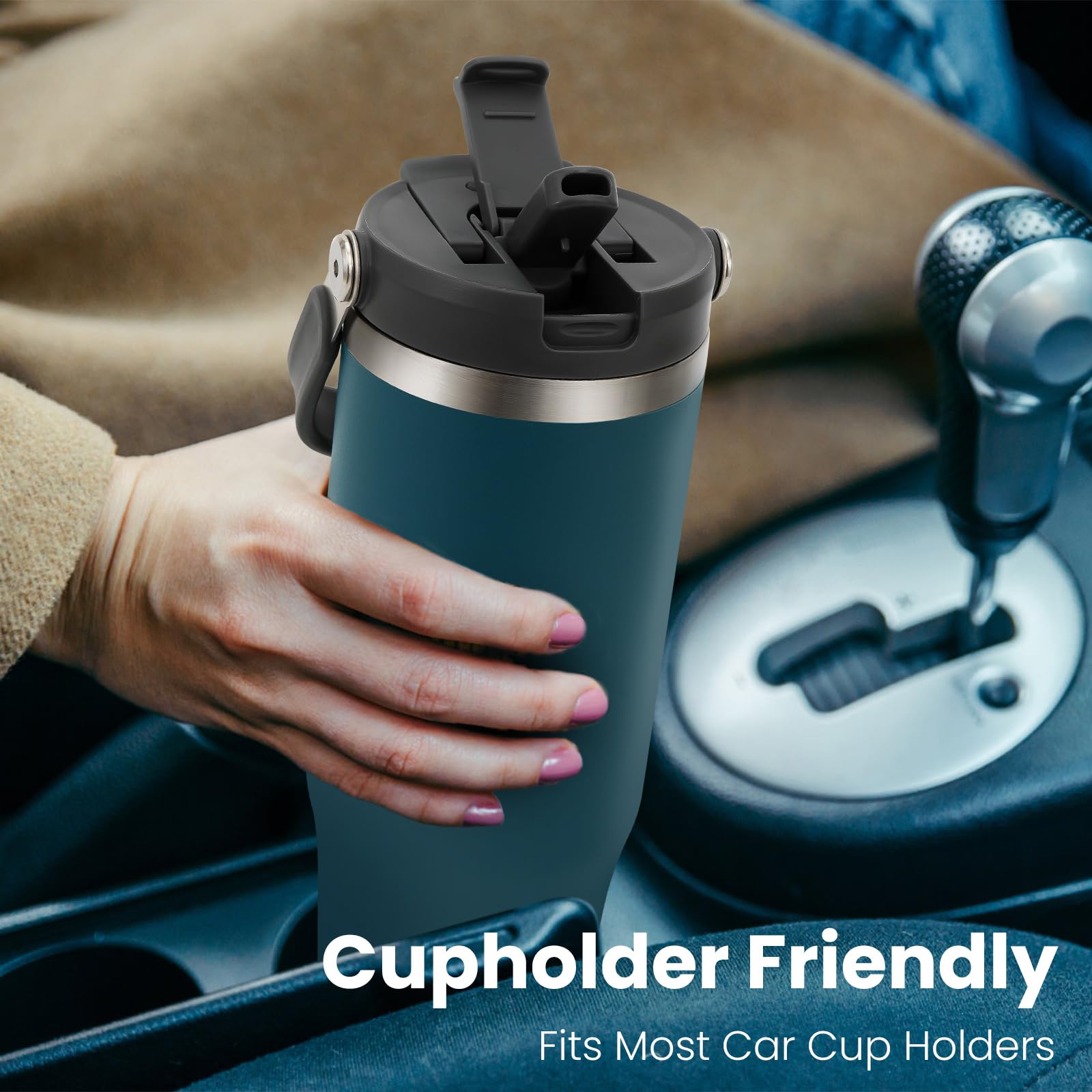 Riley Joy 2.0 Stainless Steel Tumbler 32 oz with Handle and Straw, 100% Leak Proof Insulated Water Bottle - Image 4