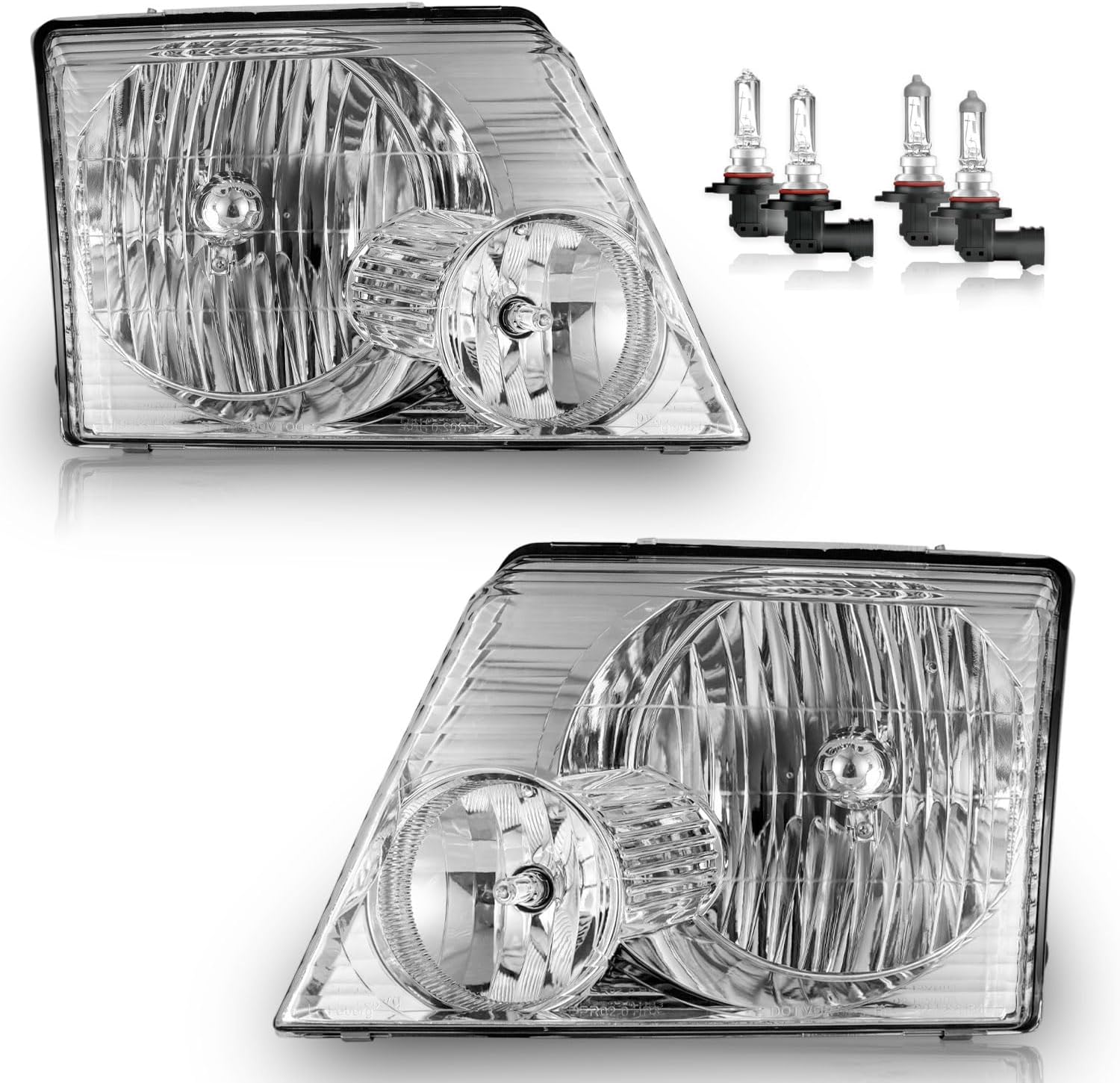 Headlights Assembly for 2002-2005 Ford Explorer (NOT Compatible with Sport and Trac Models), High/Low Beam W/Bulbs, Driver&Passenger Side
