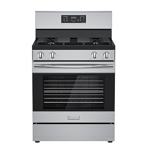 Empava 30" Gas Range, 4.8 Cu.Ft Oven with Touch Timer,18K BTU Burner, Freestanding & Slide-in Stove (Natural/LP Convertible) Stainless Steel