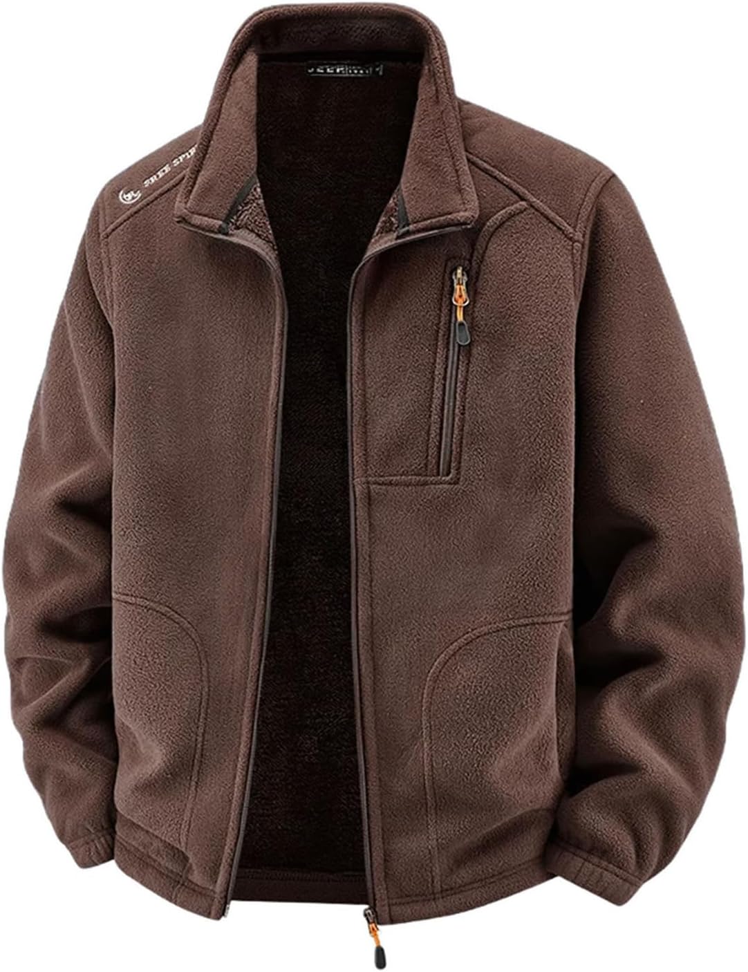Mens Outdoor Polar Fleece Winter Jacket Stand-up Collar Warm Breathable Hiking Coats
