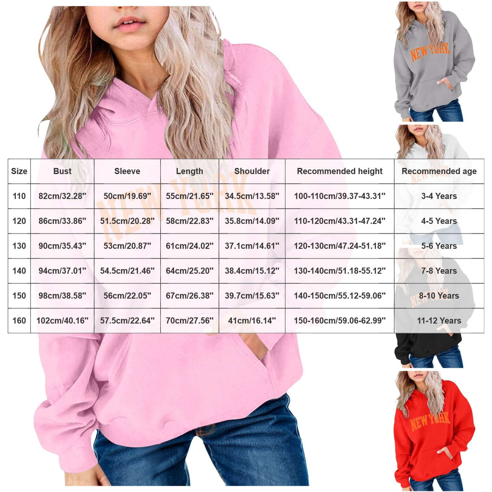 Felpa con Cappuccio alla Moda per Ragazze con Stampa di Lettere, Taglie Medie e Grandi. Felpa Comoda e Casual per Ragazze. Scuola Bambina