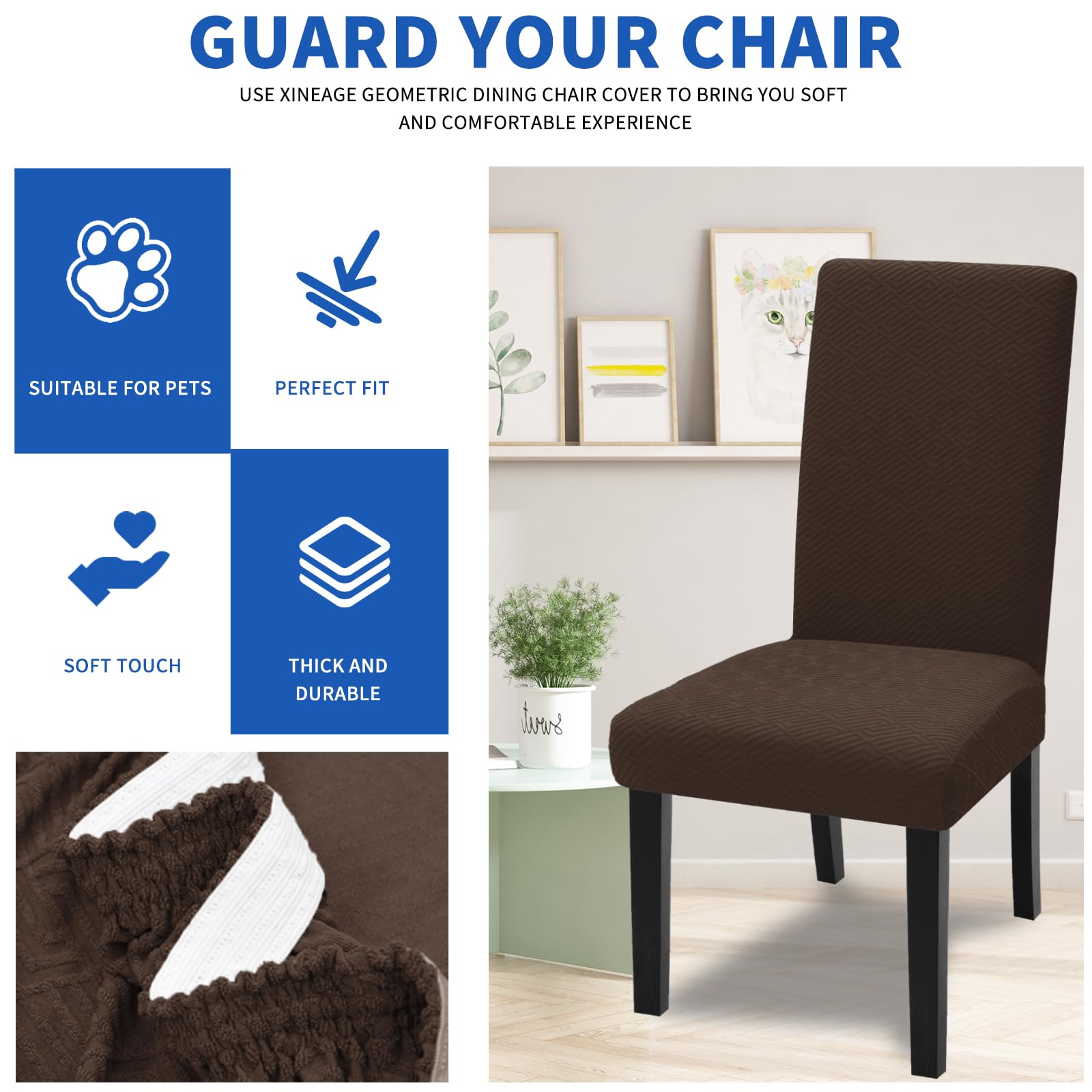 XINEAGE 2 Packs Newest Pattern Dining Chair Slipcover Parsons Chair Furniture Protector Stretch Chair Covers for Dining Room Restaurant - Image 4